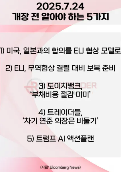 오늘 개장 전 꼭 알아야 할 5가지 25년 7월24 일 Bloomberg