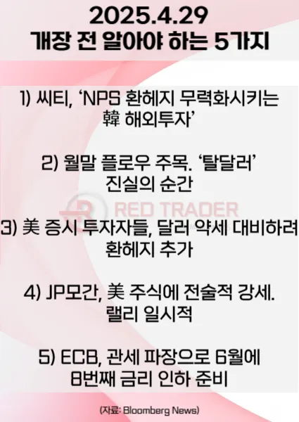 오늘 개장 전 꼭 알아야 할 5가지 4월29일 Bloomberg
